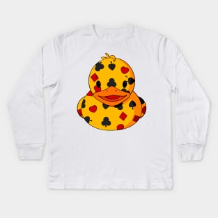 Card Suit Pattern Rubber Duck Kids Long Sleeve T-Shirt